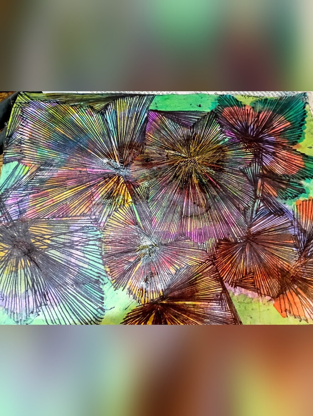 Color, Color ,Color 11"x9" Drawing. Unframed Original Signed.
